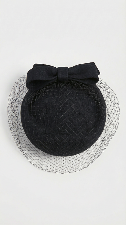 Velo - British Retro Wool Beret with Bow Veil