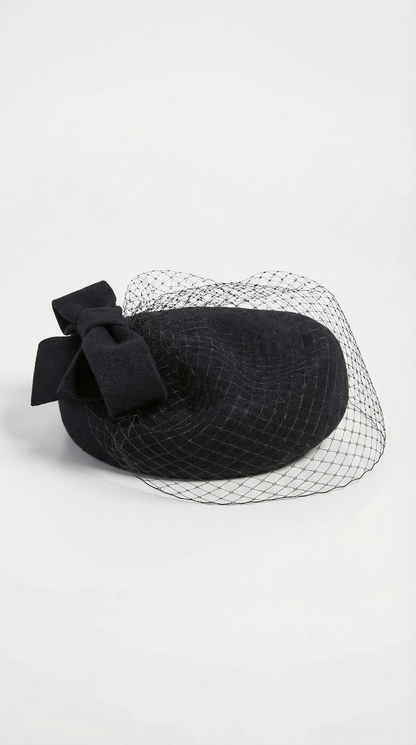 Velo - British Retro Wool Beret with Bow Veil