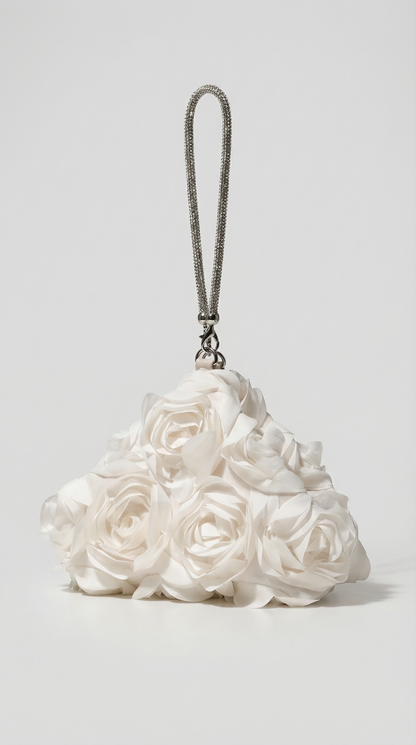 Isla - Romantic Floral Petal Evening Bag Beige