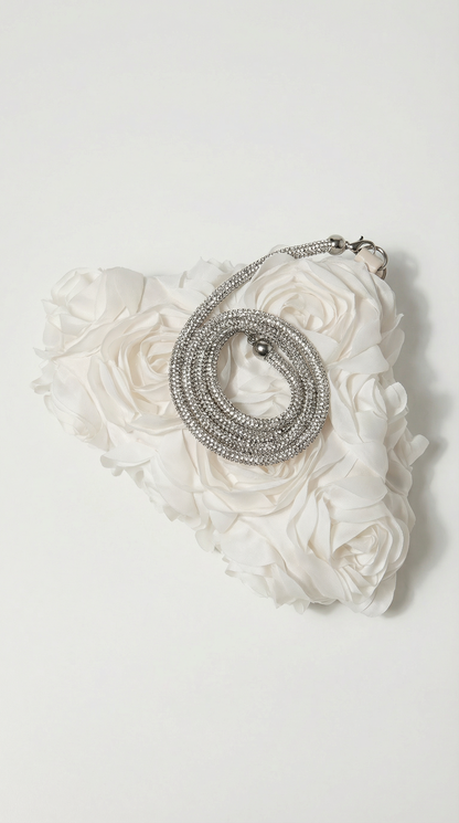 Isla - Romantic Floral Petal Evening Bag Beige