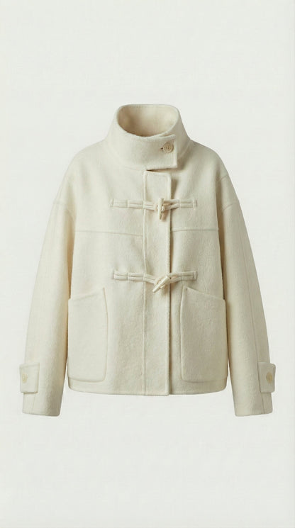 Aria - Double-Faced Wool Horn Button Short Coat