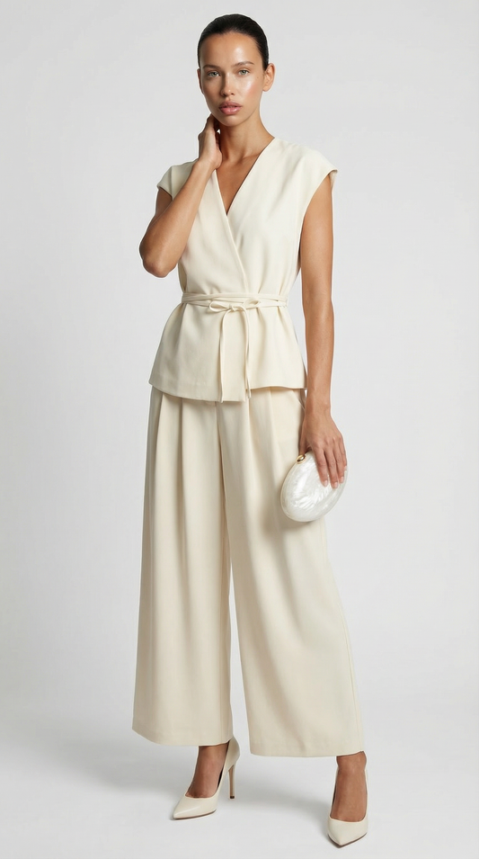 Epure - Wide-Leg Tailored Trousers Ivory