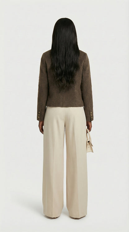 Belle - Wool & Cashmere Blend Jacket with a Boxy, Cropped Silhouette Brown