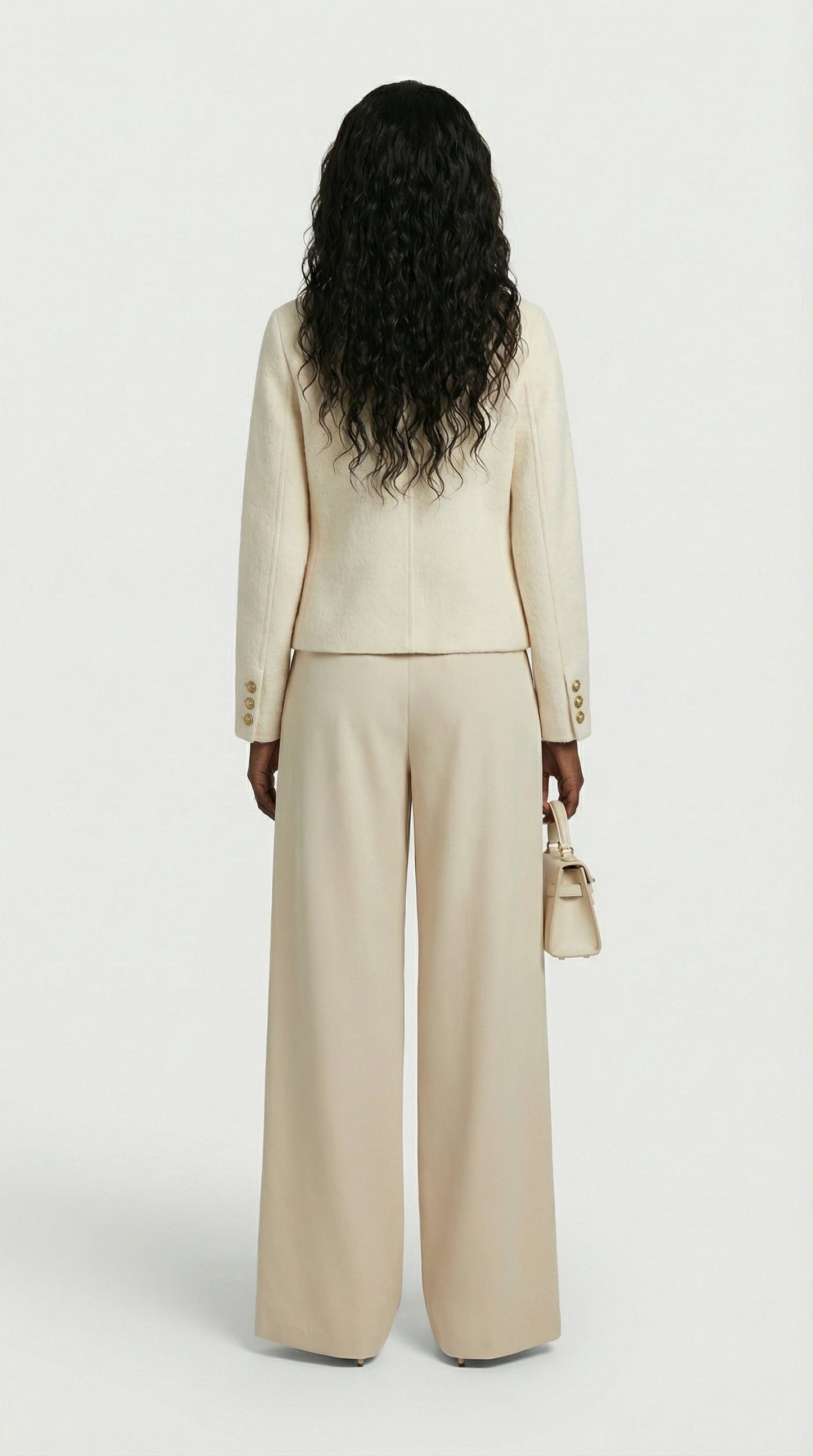Belle - Wool & Cashmere Blend Jacket with a Boxy, Cropped Silhouette Beige