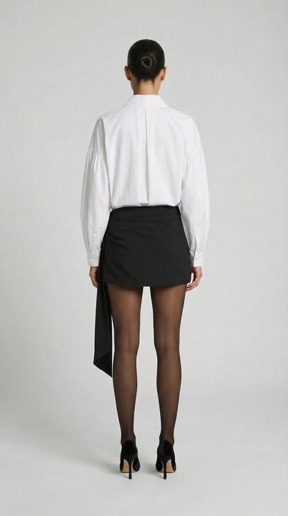 Verito - Loose Long Sleeve Shirt with Pointed Collar and Jewellery Buttons White
