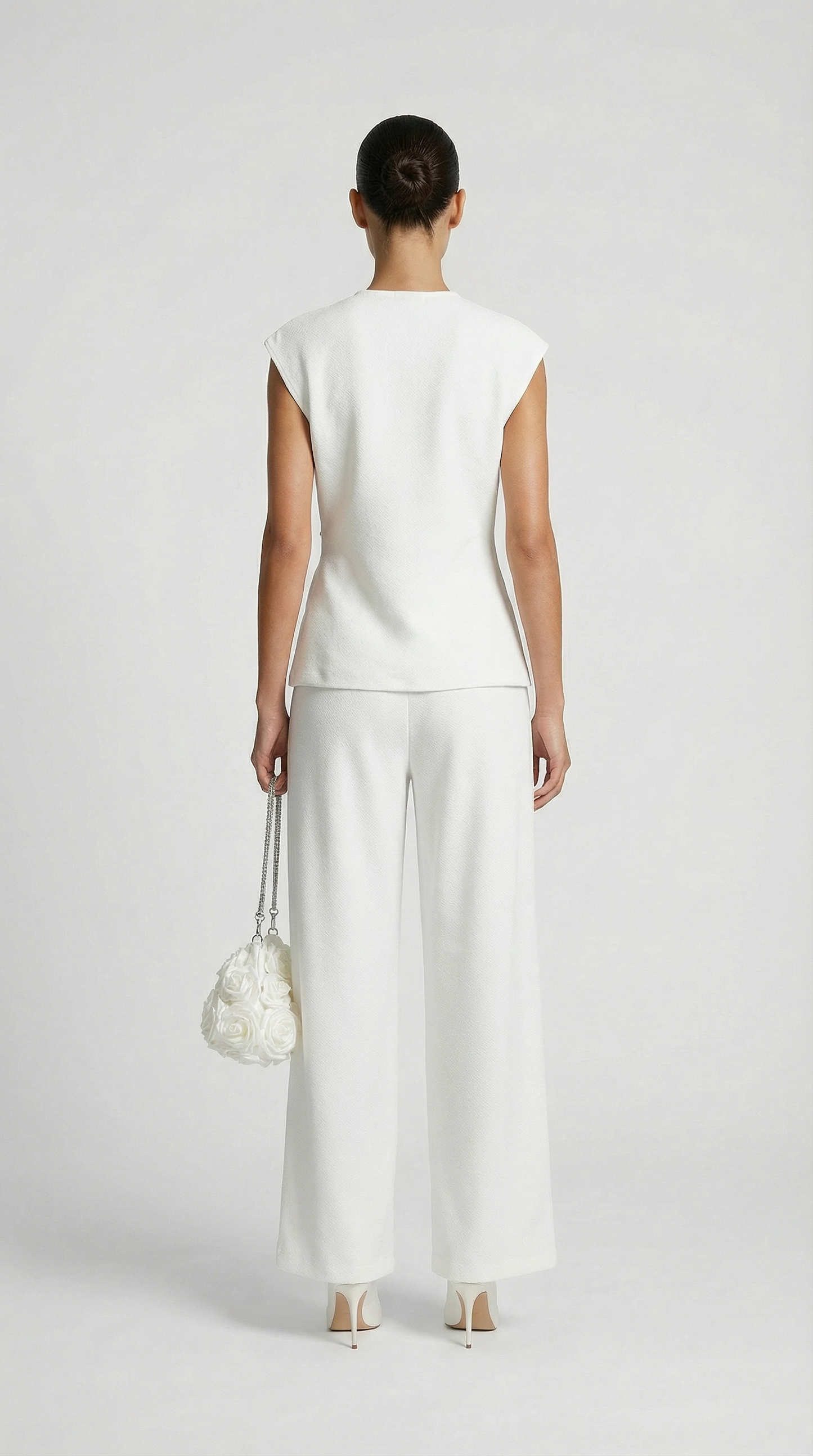 Liora - High-Waisted Fluid Wide-Leg Trousers White