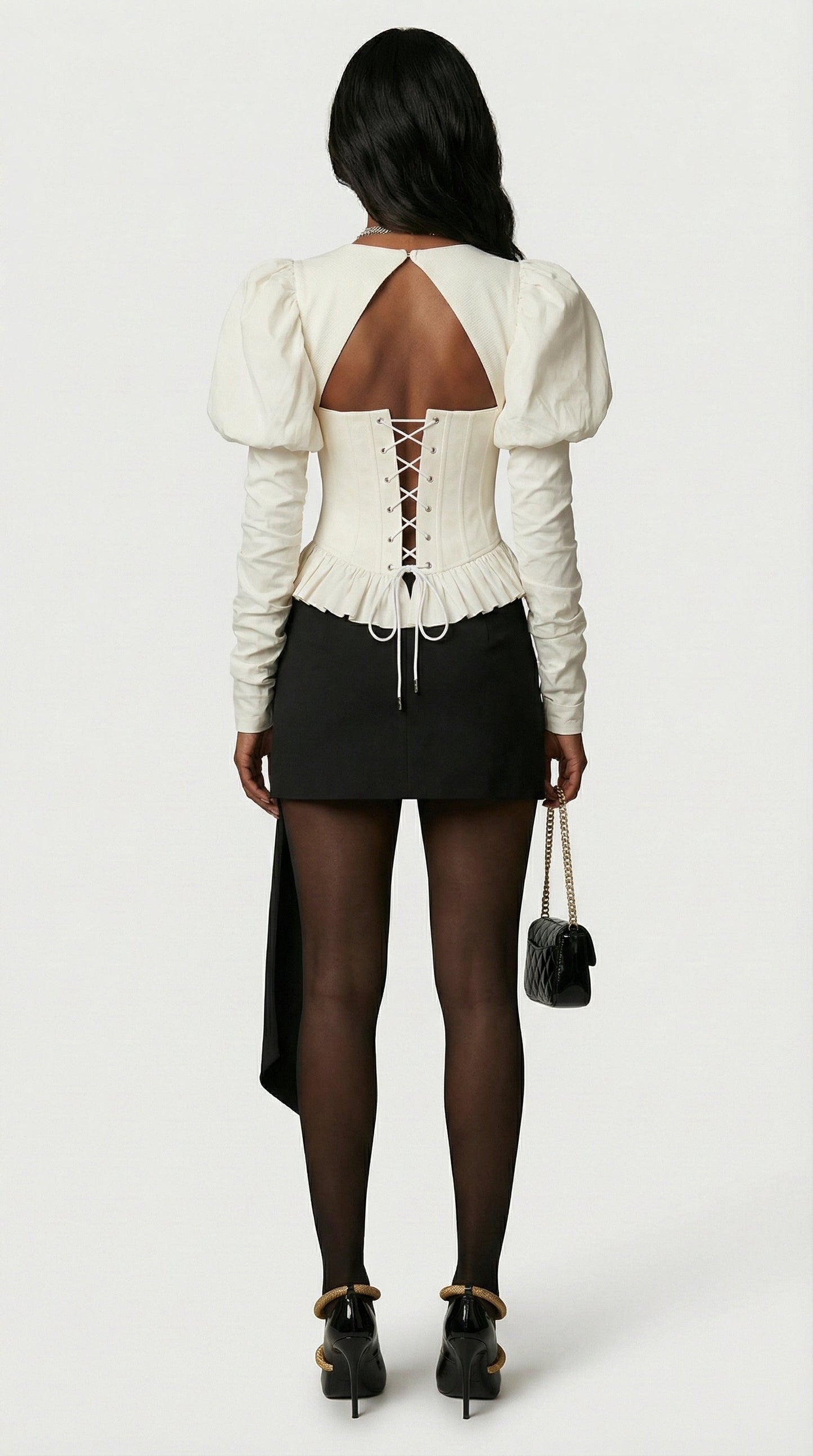Noble - Chic Fishbone Pleated Corselet Top