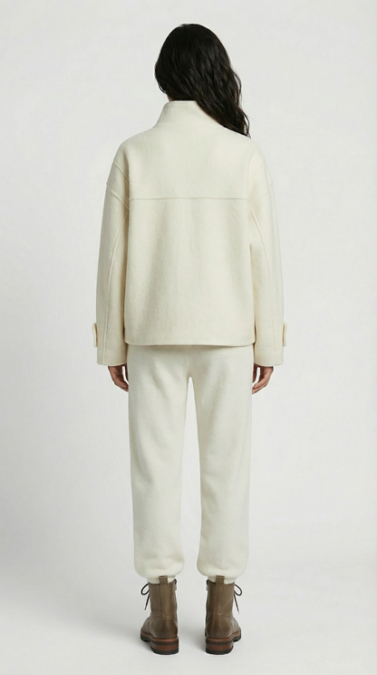 Aria - Double-Faced Wool Horn Button Short Coat