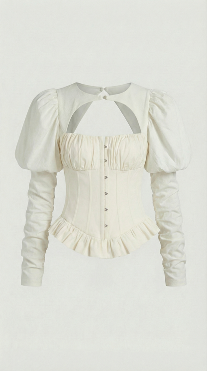 Noble - Chic Fishbone Pleated Corselet Top