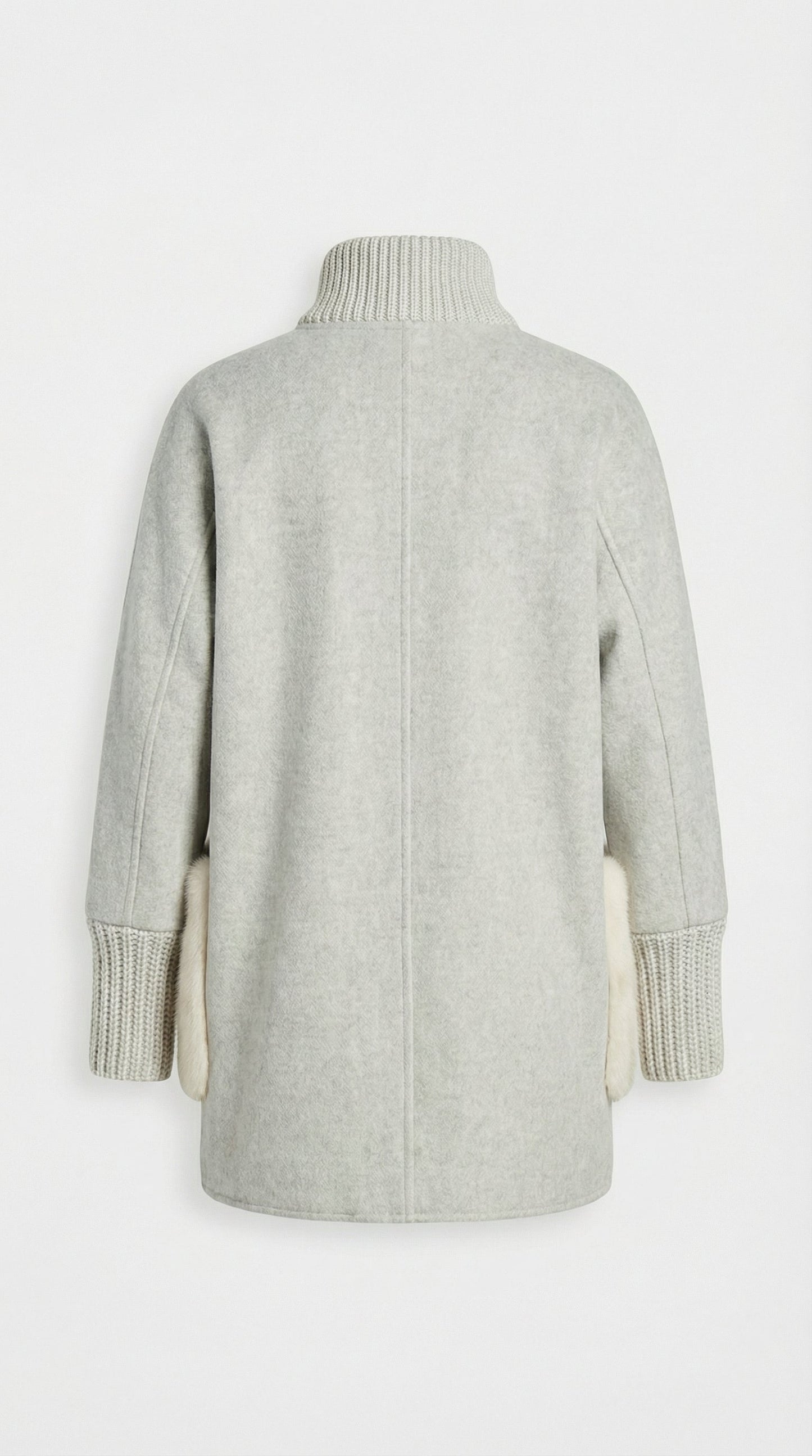 Seriss - Loose Knit Fur Sweater with Standup Collar Silver