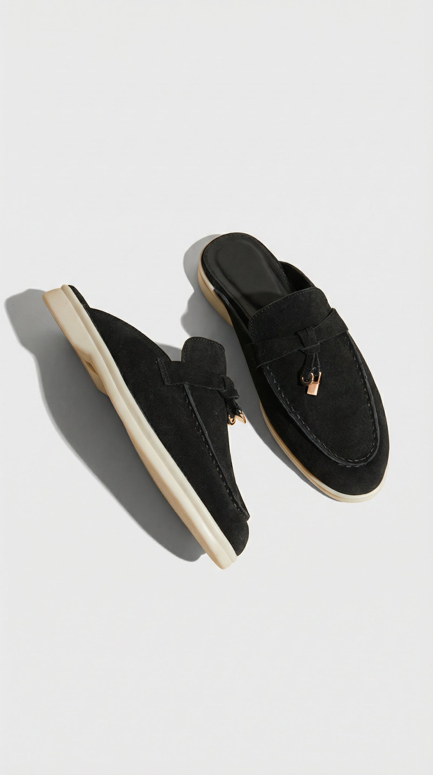 Sora - Natural Leather Slip-On Mules Black