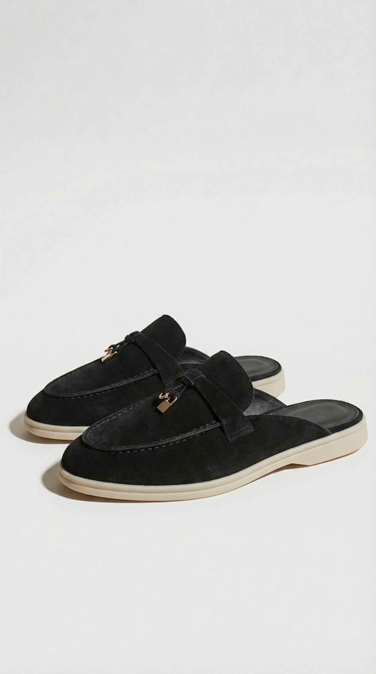 Sora - Natural Leather Slip-On Mules Black