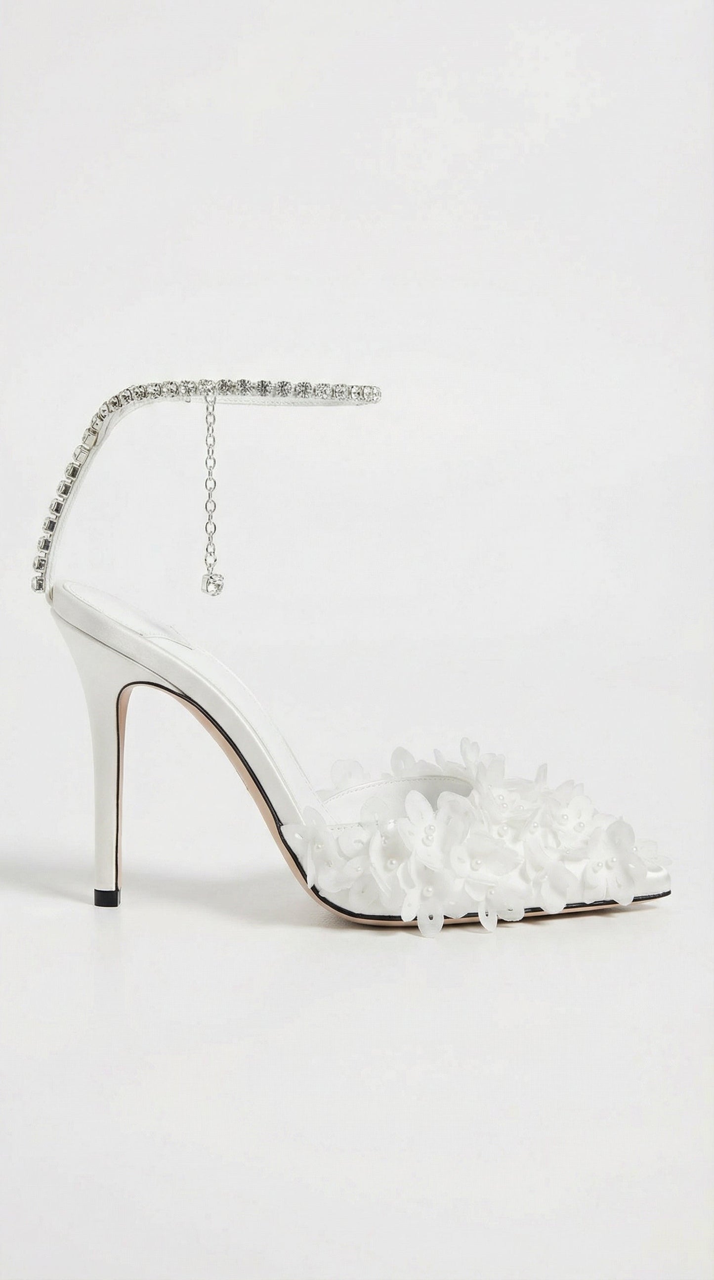 Noma - Flower Petal Embroidered Stiletto Sandals With Genuine Leather Interior White