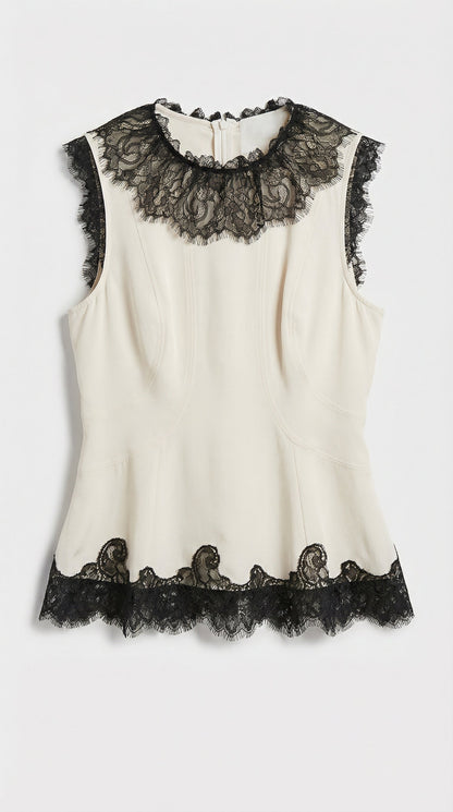 Sani - 100% Silk Lace Embroidery Top