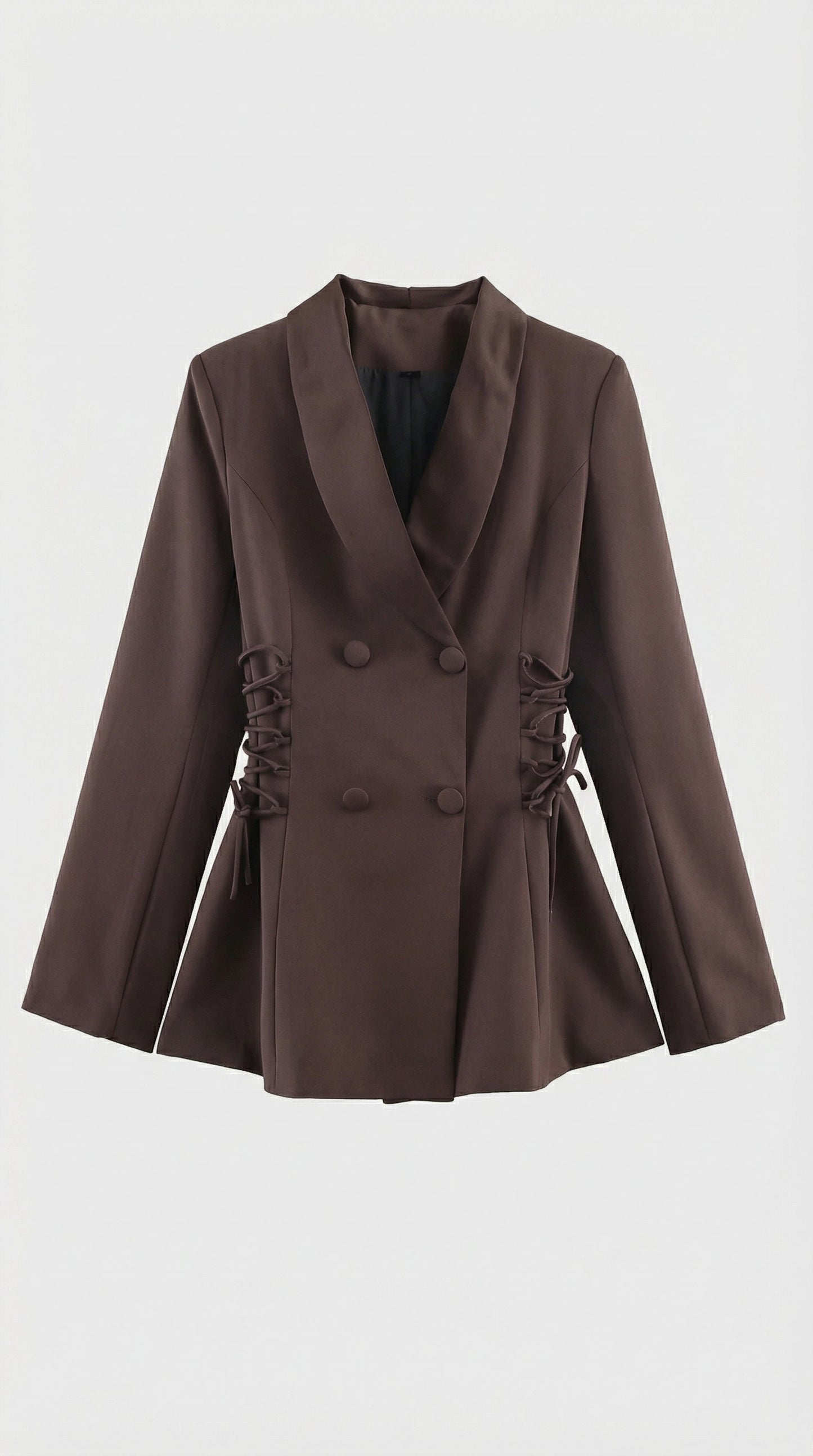 Misa - Coffee Brown Side Lace-up Blazer