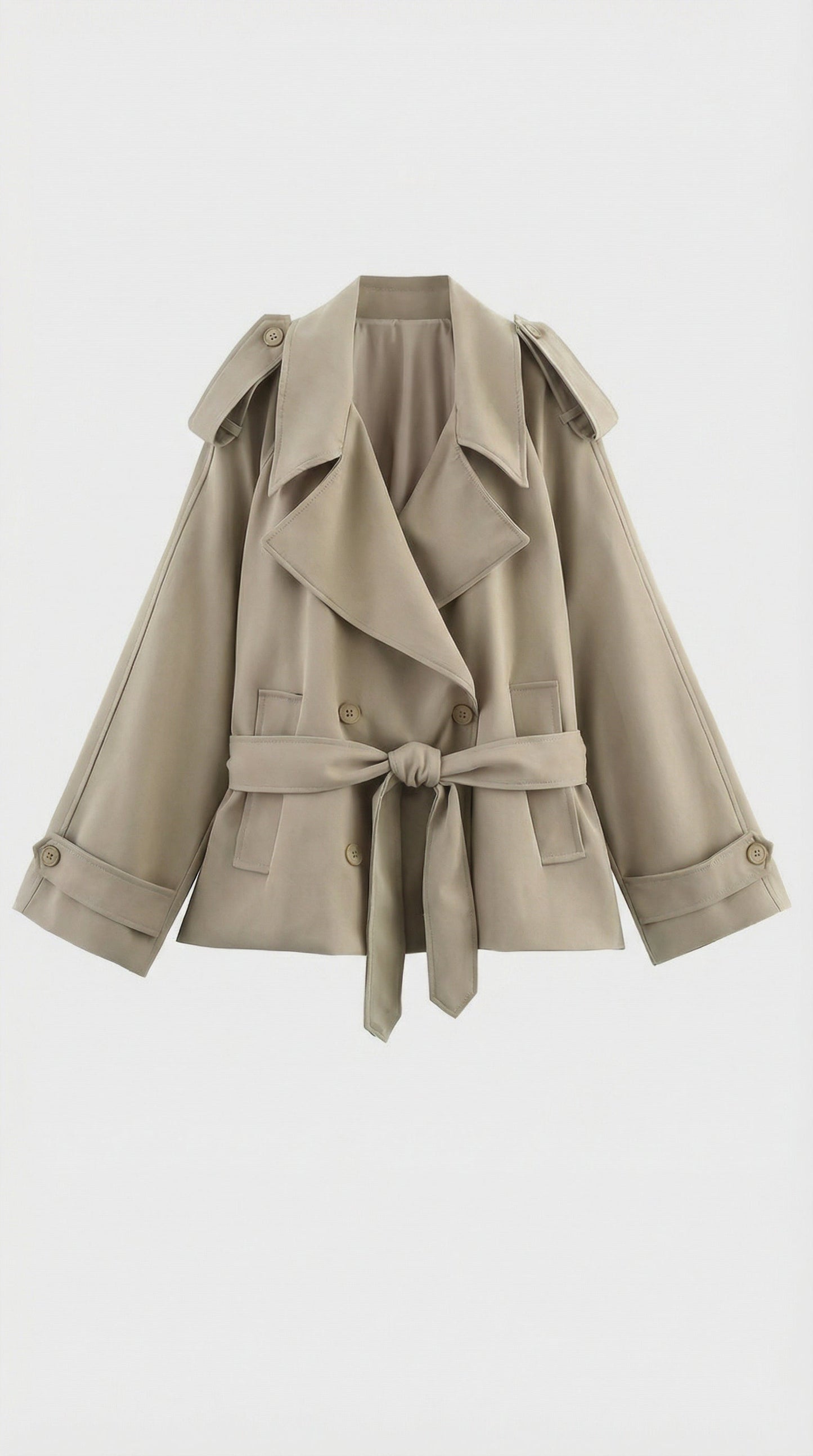 Mave - Vintage Look Short Wind Coat Khaki