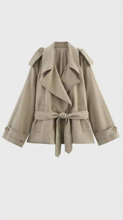 Mave - Vintage Look Short Wind Coat Khaki