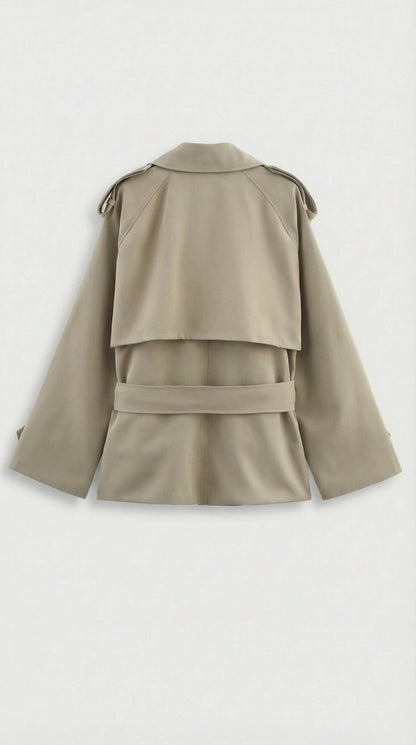 Mave - Vintage Look Short Wind Coat Khaki