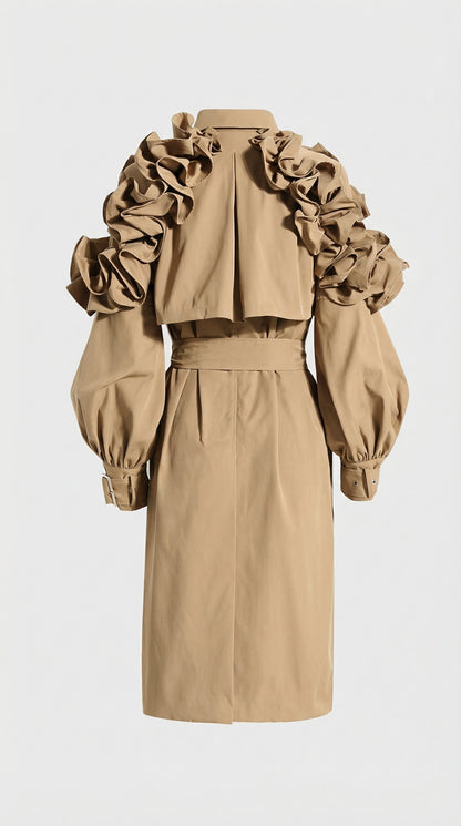 Lume - Luxury Runway Long Trench Beige