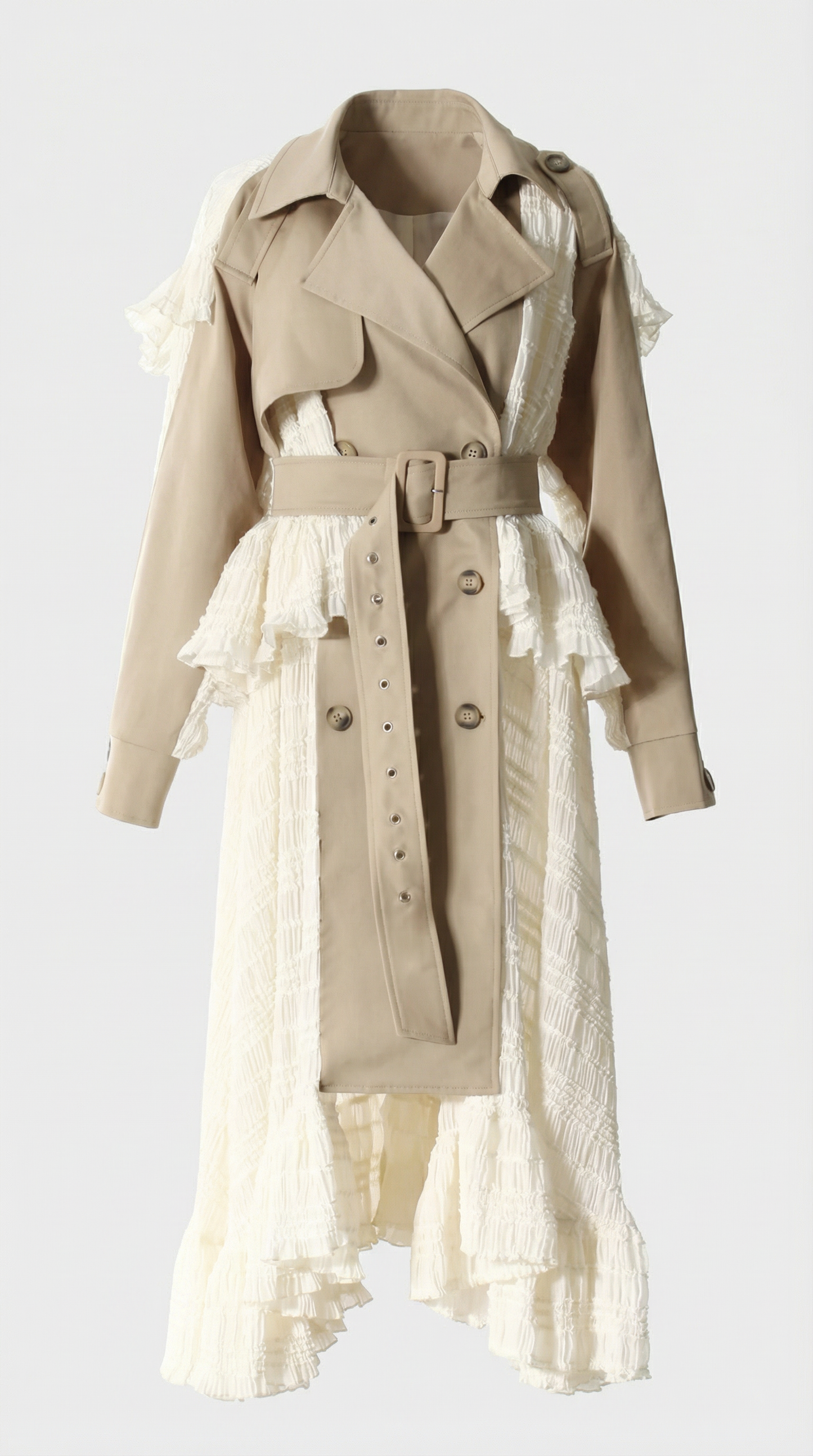 Siva - Irregular Lace Splicing Trench Coat