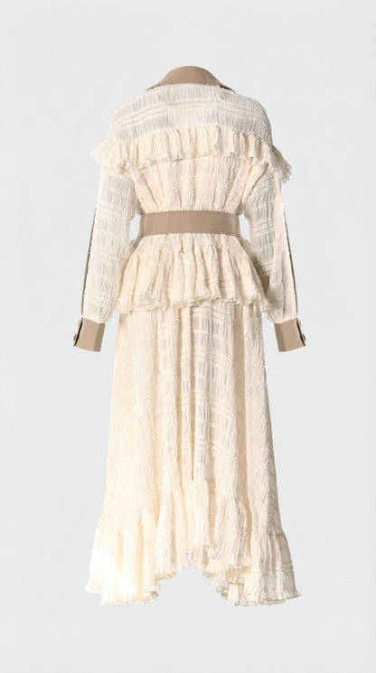 Siva - Irregular Lace Splicing Trench Coat
