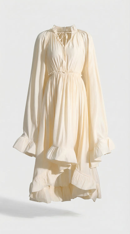 Elina - Luxury Ruffle Cloak Evening Dress