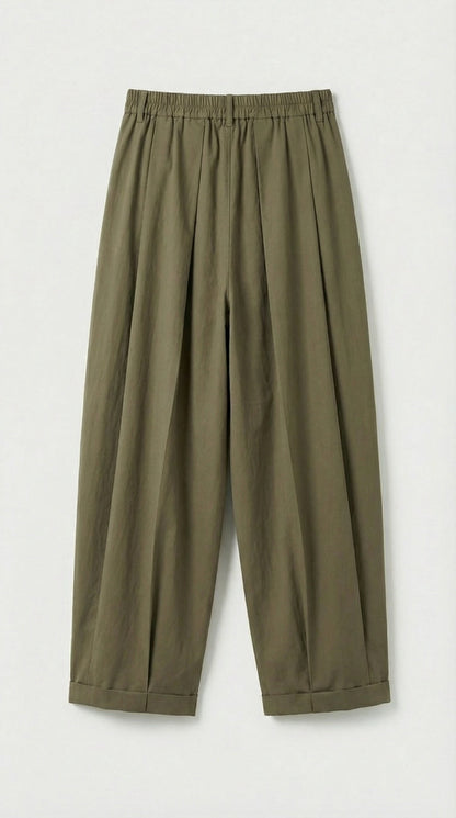 Nemi - High-Rise Flare Pants Green