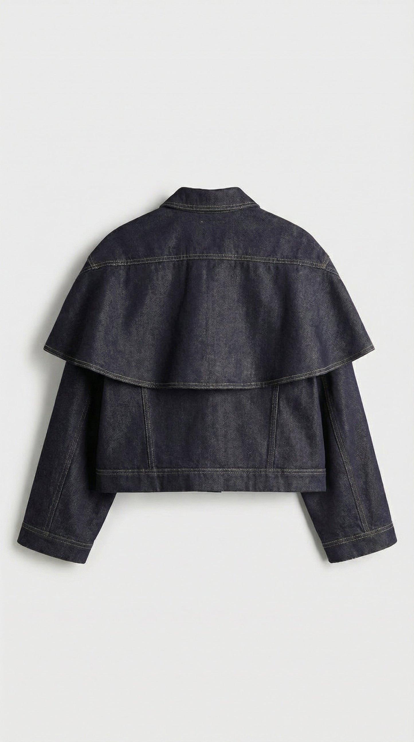 Asha - Cape Layered Denim Button Jacket