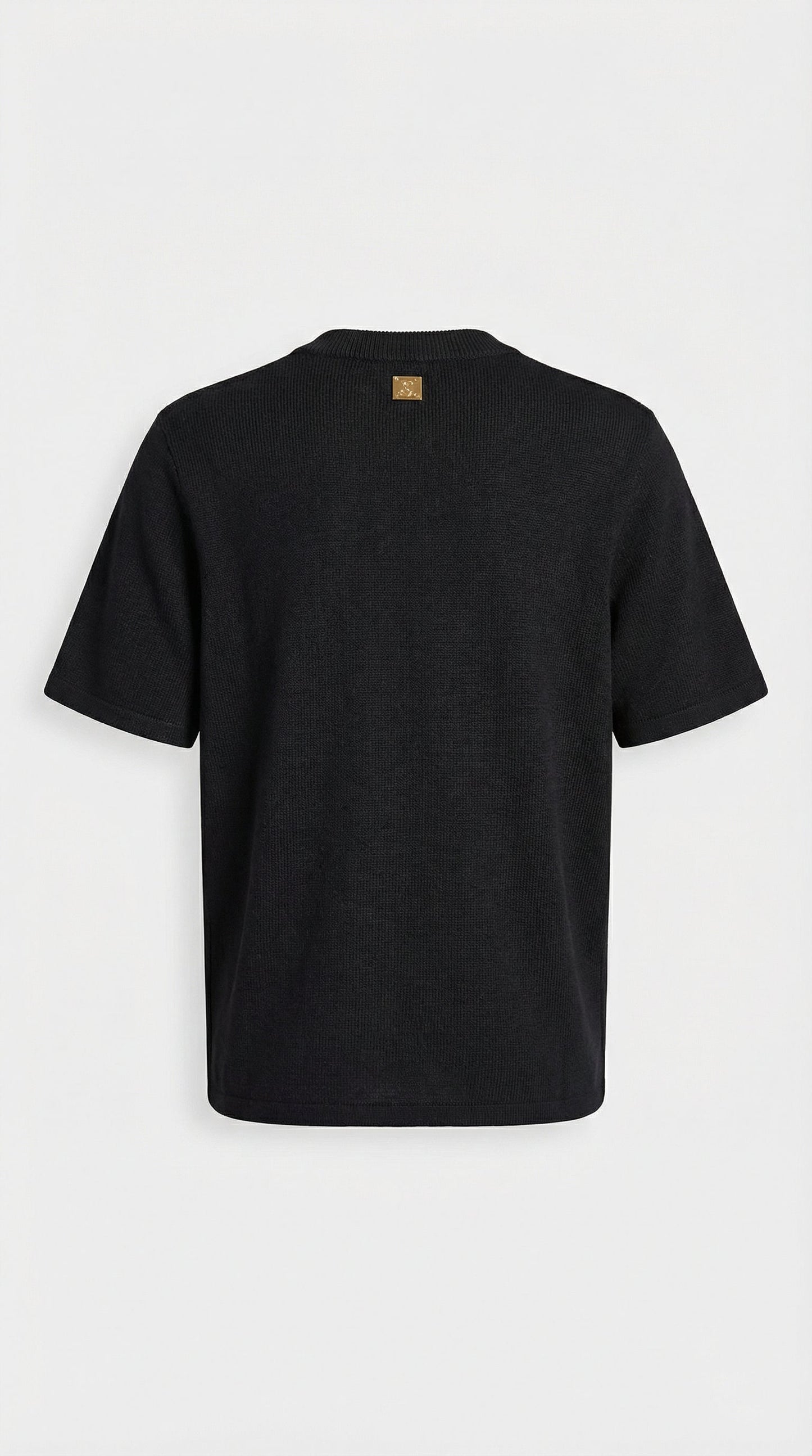 Avena - Metal Buckle Cotton Knitted T-shirt Black