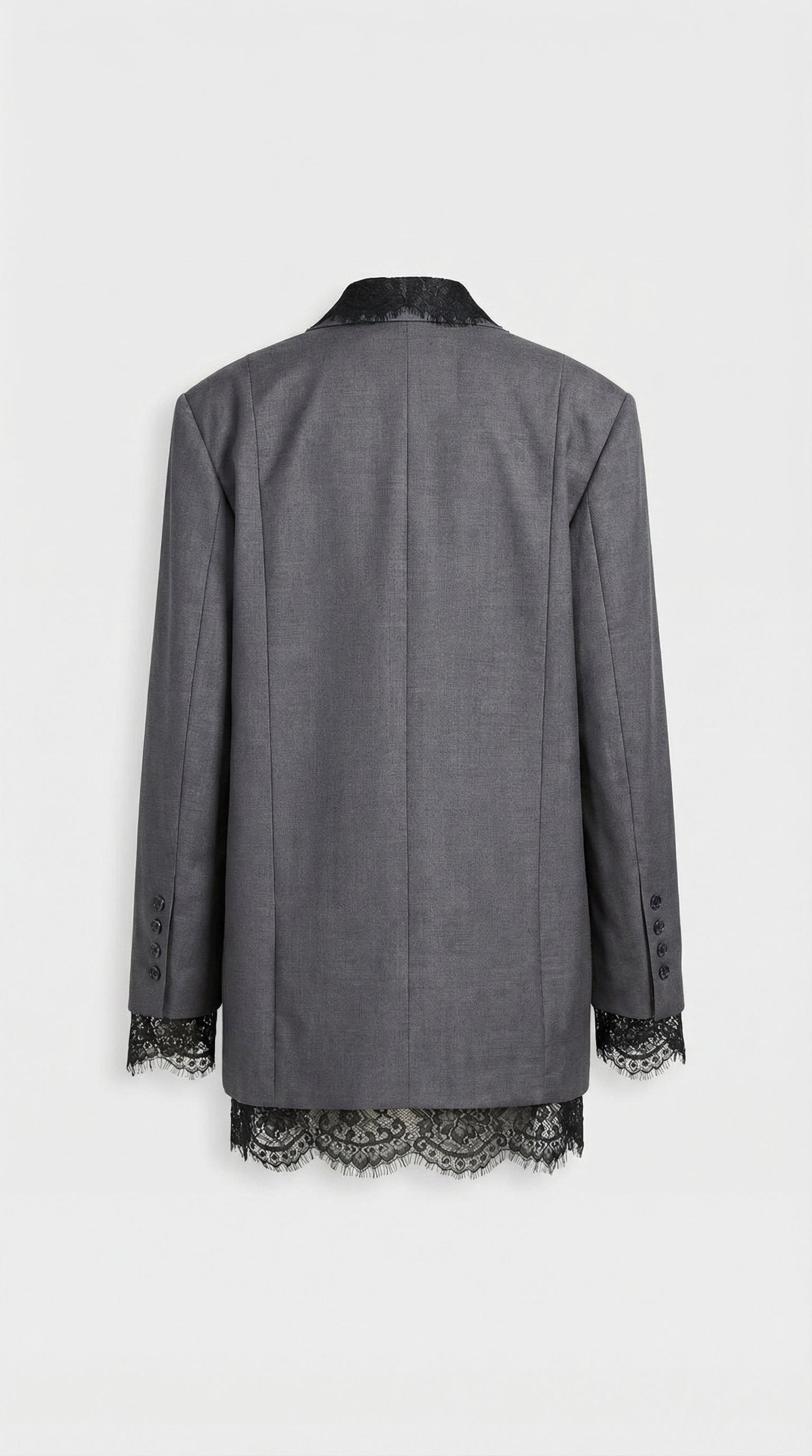 Elia - Chic Spliced Lace-Edge Blazer