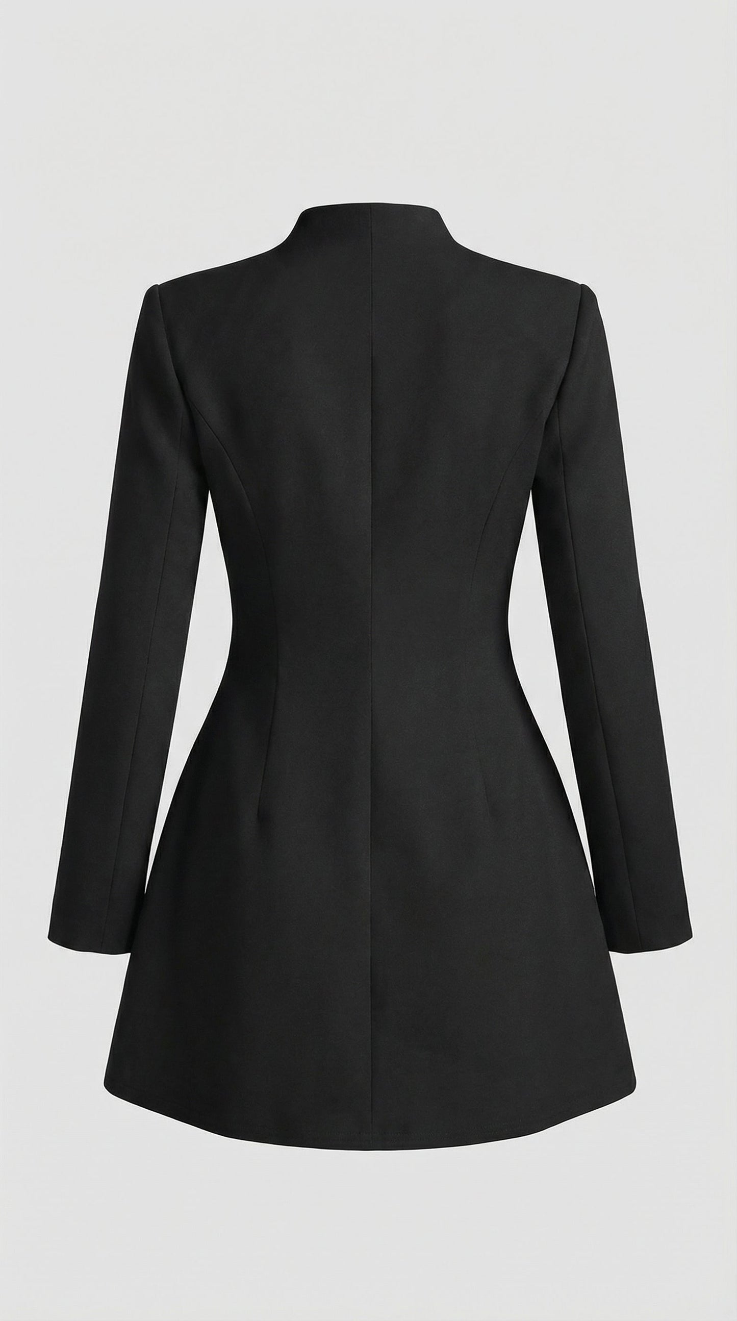 Savi - Stand-Collar Buttoned Office Blazer Dress Black