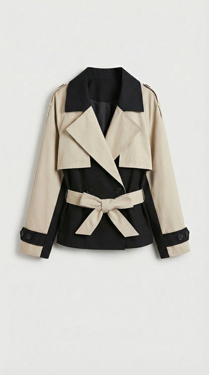 Ara - Contrasting Color Trench-Jacket