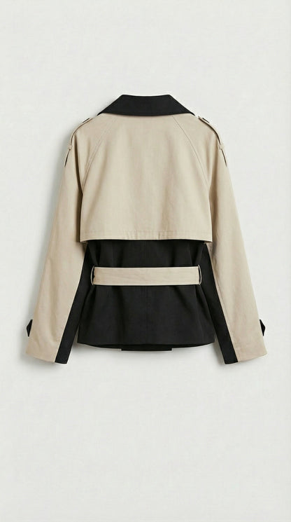 Ara - Contrasting Color Trench-Jacket