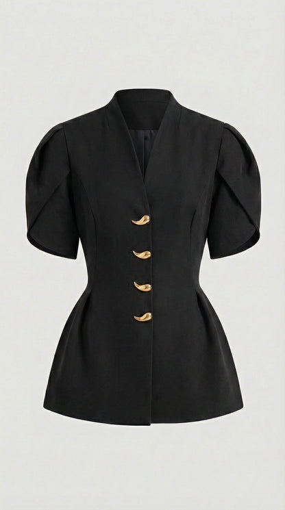 Livo - Puff-Sleeve Black Set
