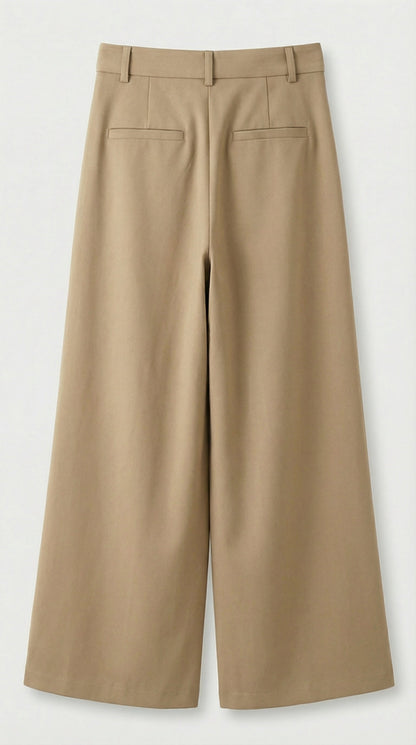 Nalo - Tie-Strap Pleated Wide-Legs Beige