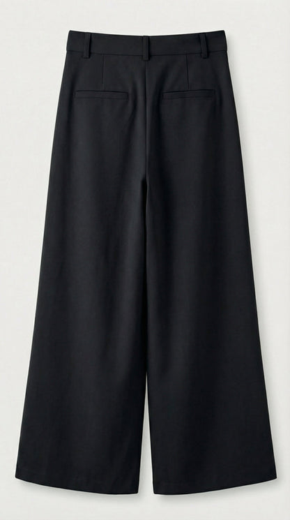 Nalo - Tie-Strap Pleated Wide-Legs Black