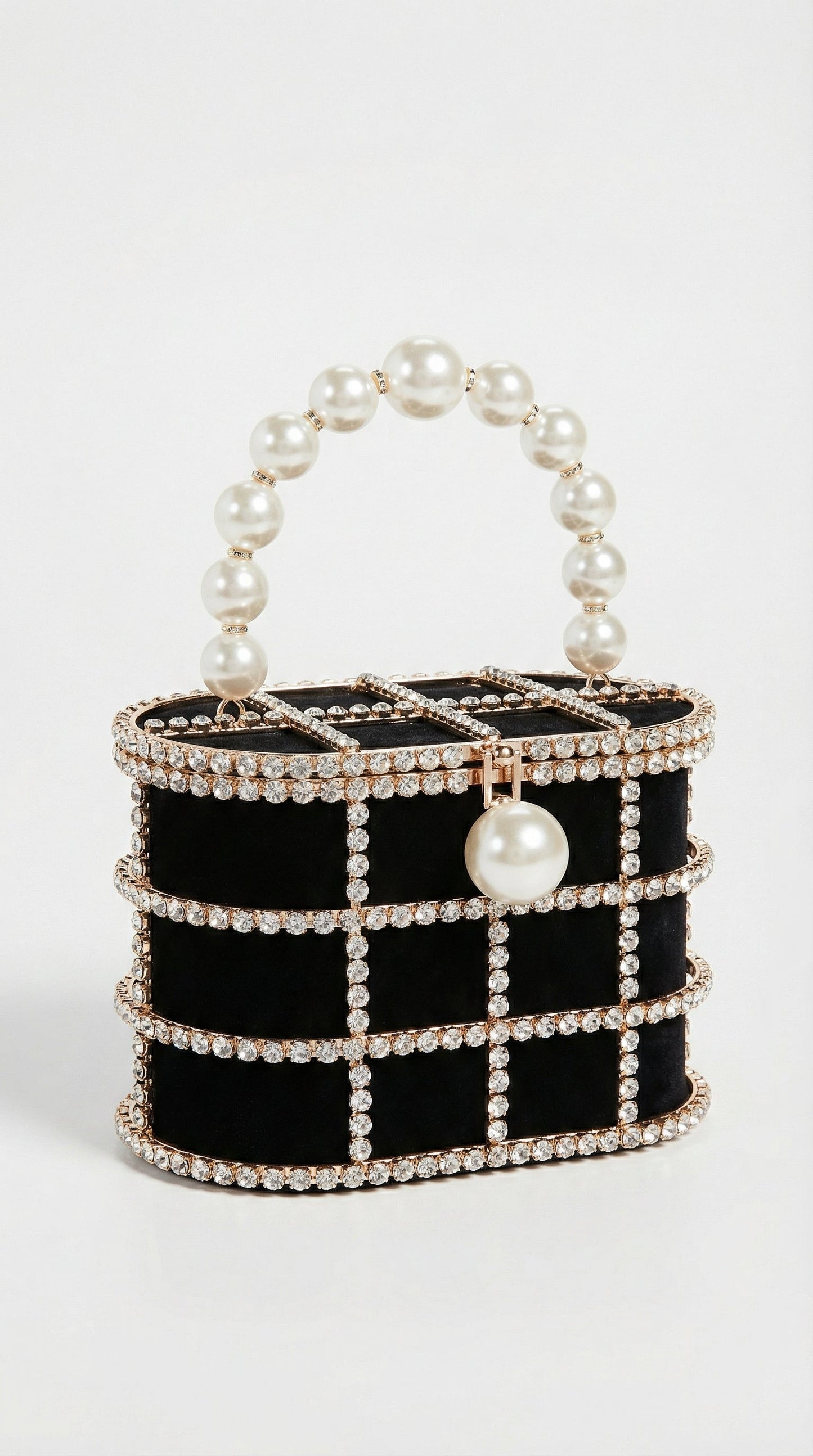 Kavi - Diamond & Pearl Metallic Cage Clutch