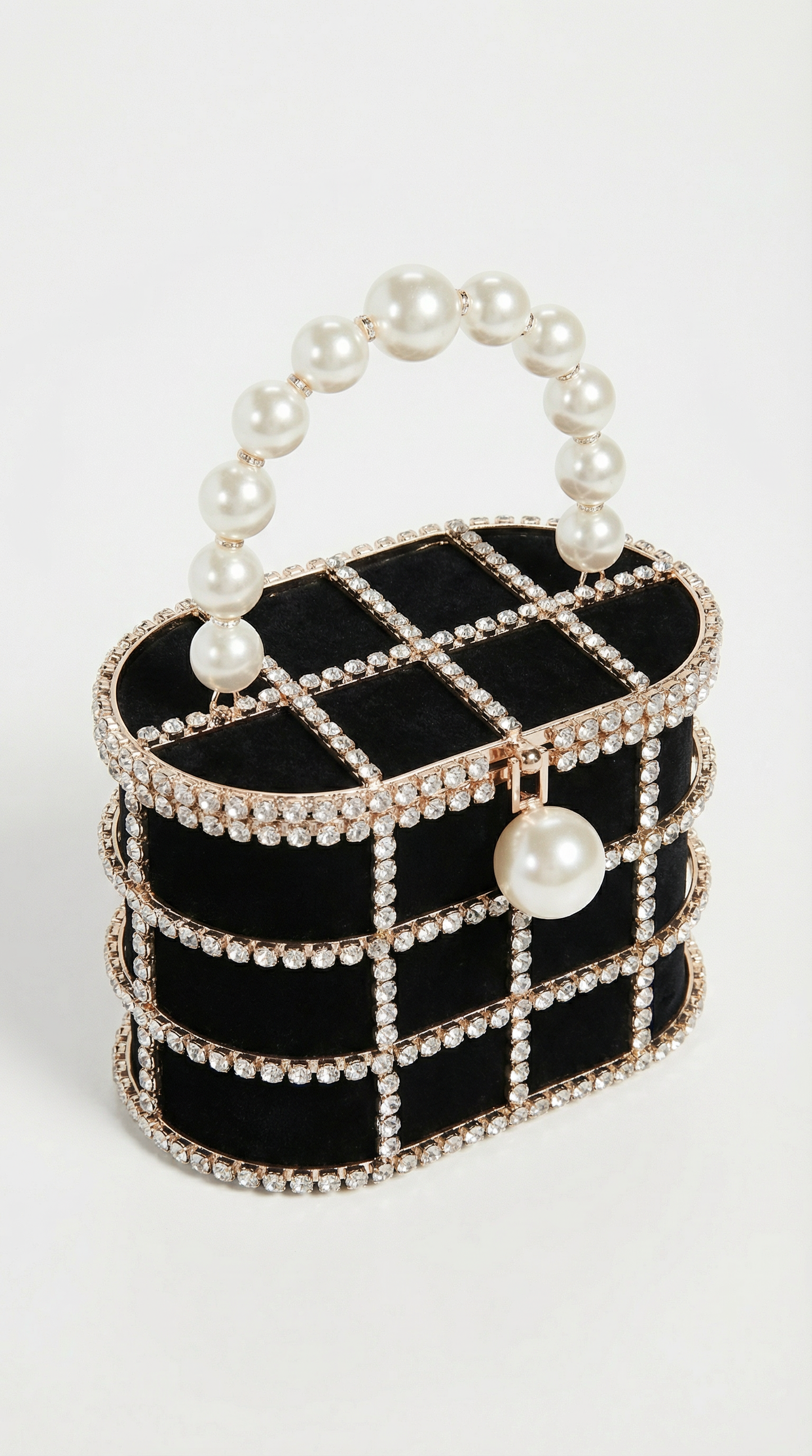 Kavi - Diamond & Pearl Metallic Cage Clutch