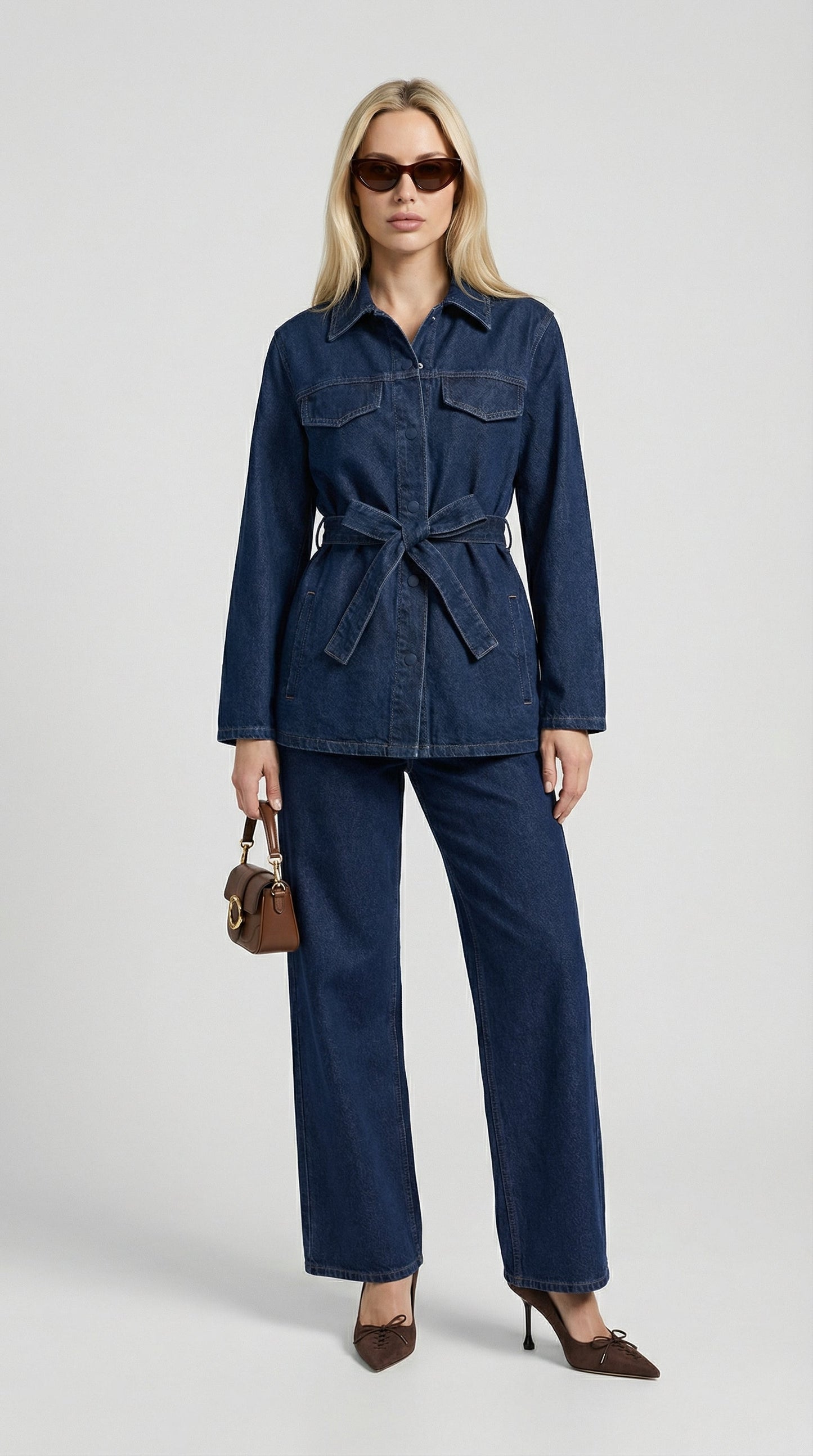 Tala - Vintage Loose Look Belted Denim Set