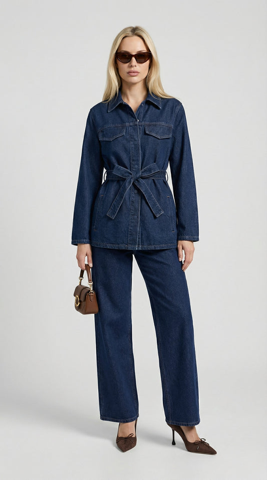 Tala - Vintage Loose Look Belted Denim Set