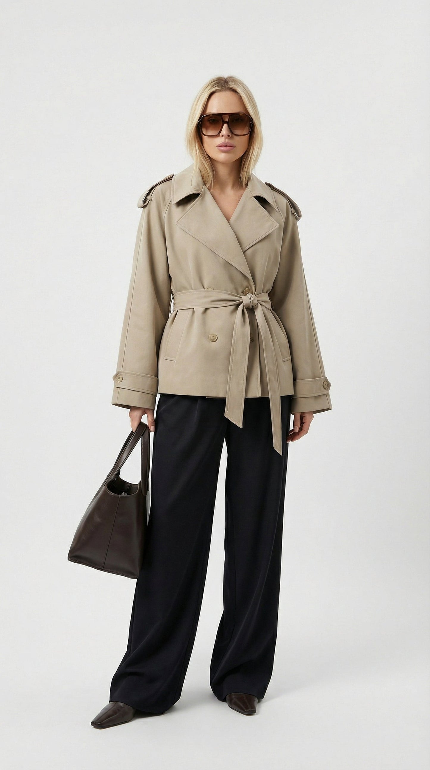 Mave - Vintage Look Short Wind Coat Khaki