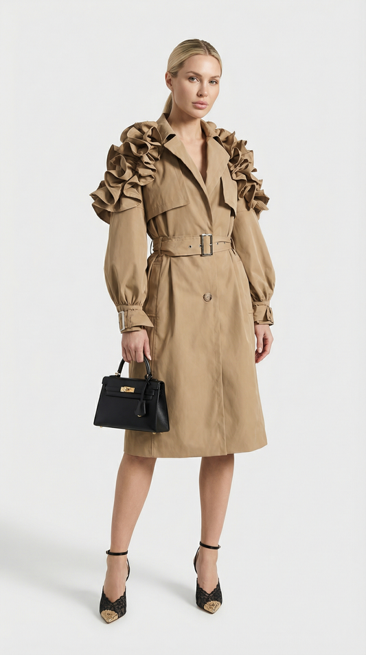 Lume - Trench lungo di lusso color beige