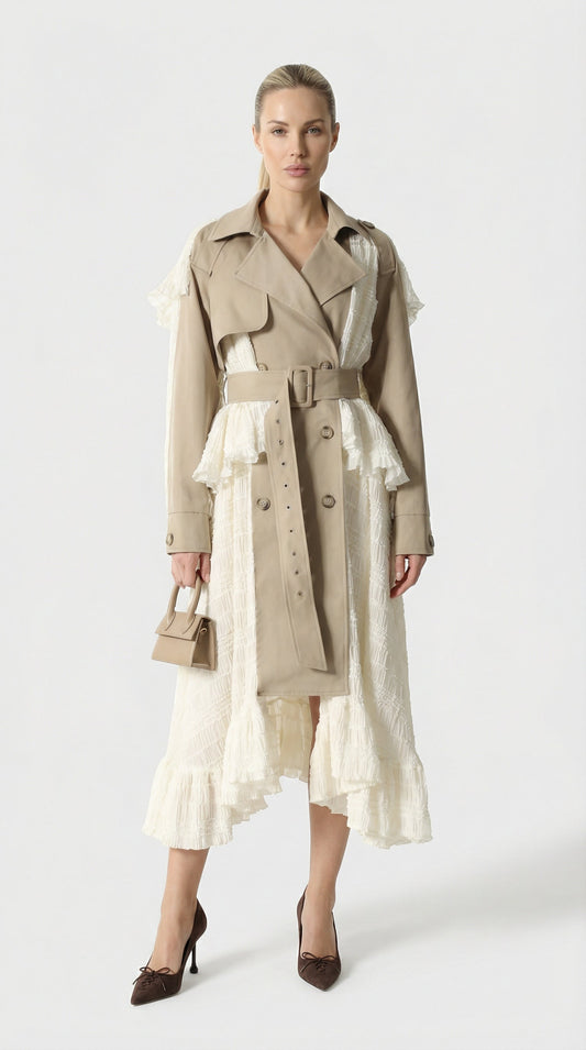 Siva - Trench con spacco in pizzo irregolare