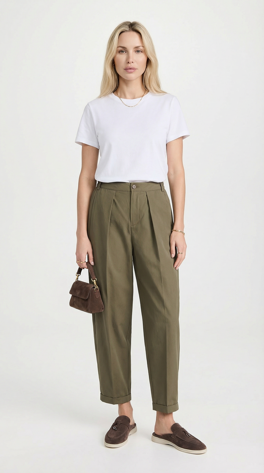Nemi - High-Rise Flare Pants Green
