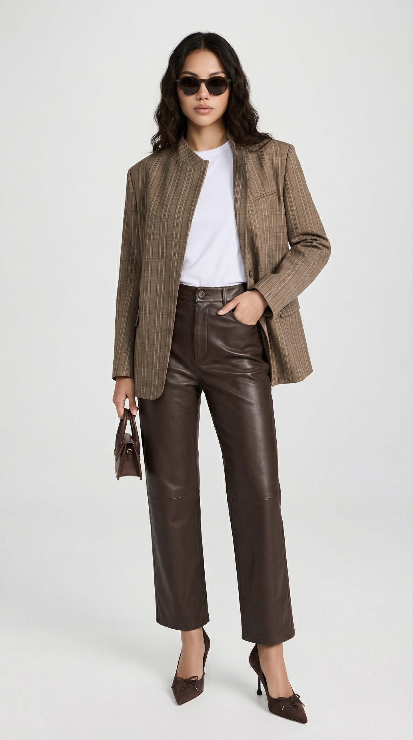 Helena - Vintage Plaid Stand-Neck Blazer
