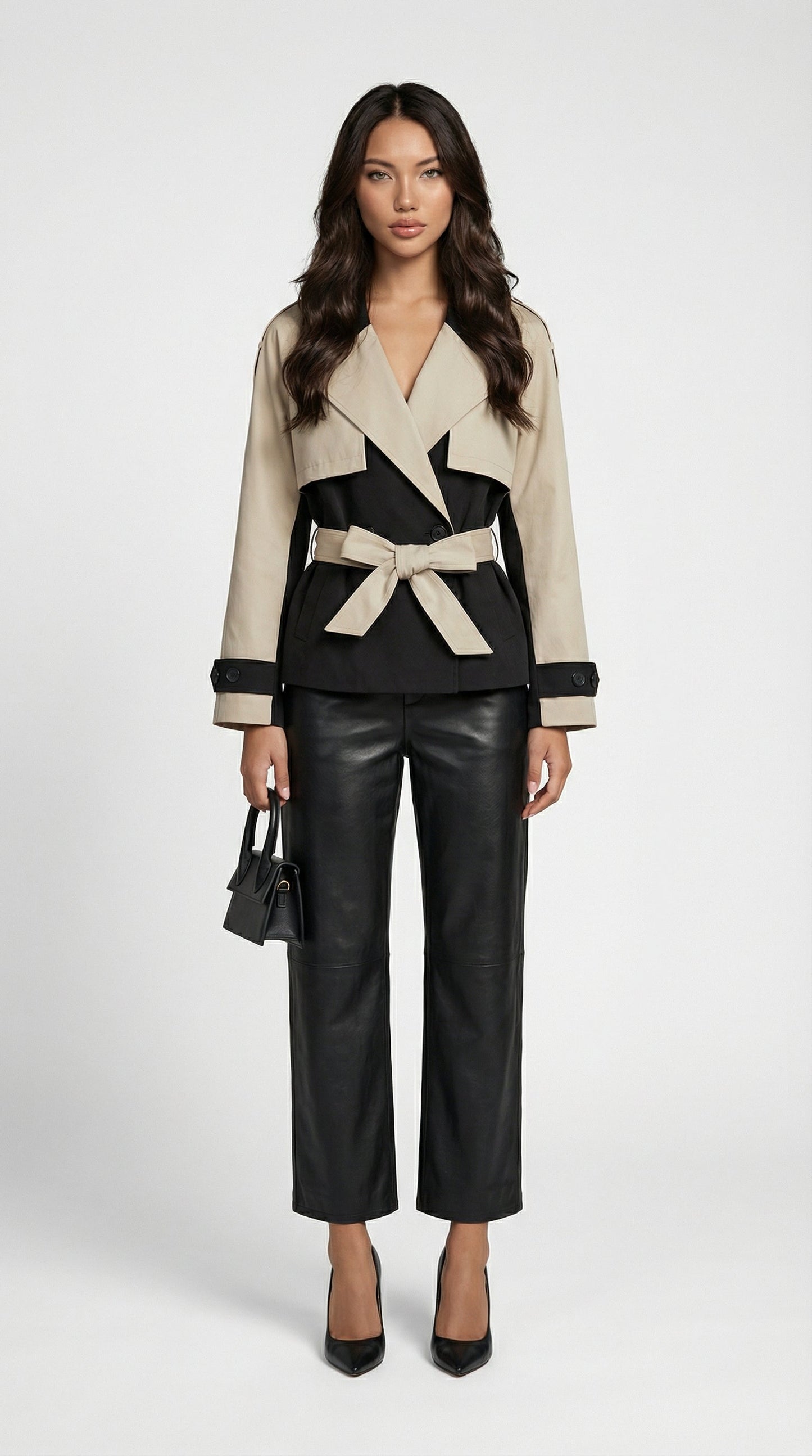 Ara - Contrasting Color Trench-Jacket