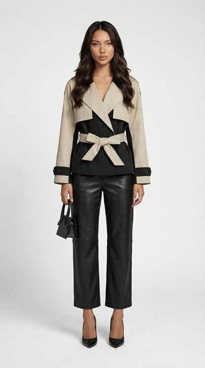 Ara - Contrasting Color Trench-Jacket