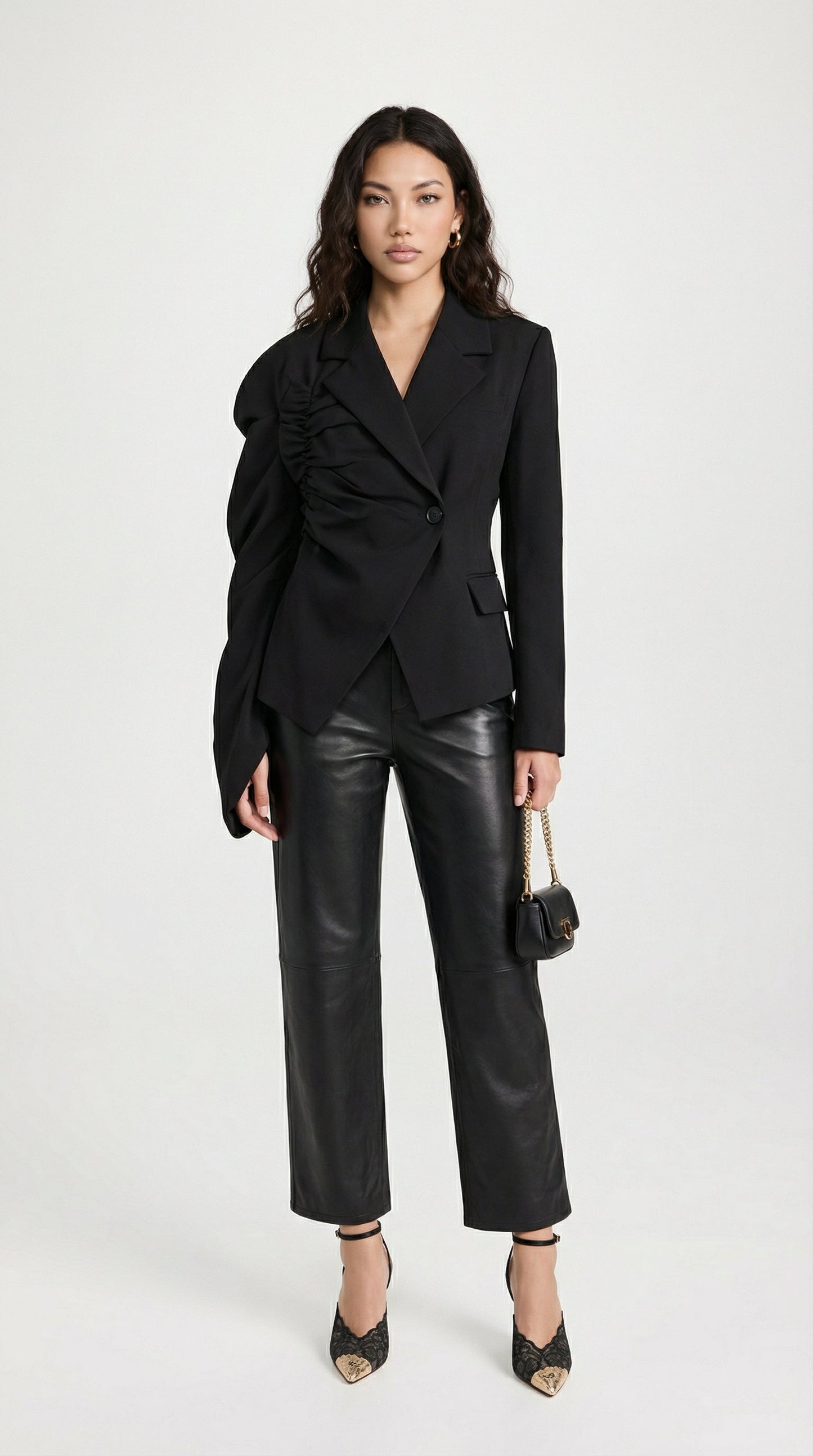 Aleva - Asymmetric Side-Gathered Blazer