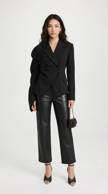 Aleva - Asymmetric Side-Gathered Blazer