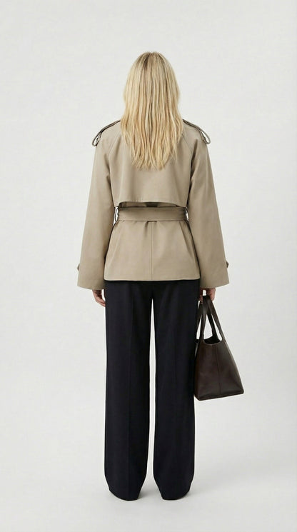 Mave - Vintage Look Short Wind Coat Khaki